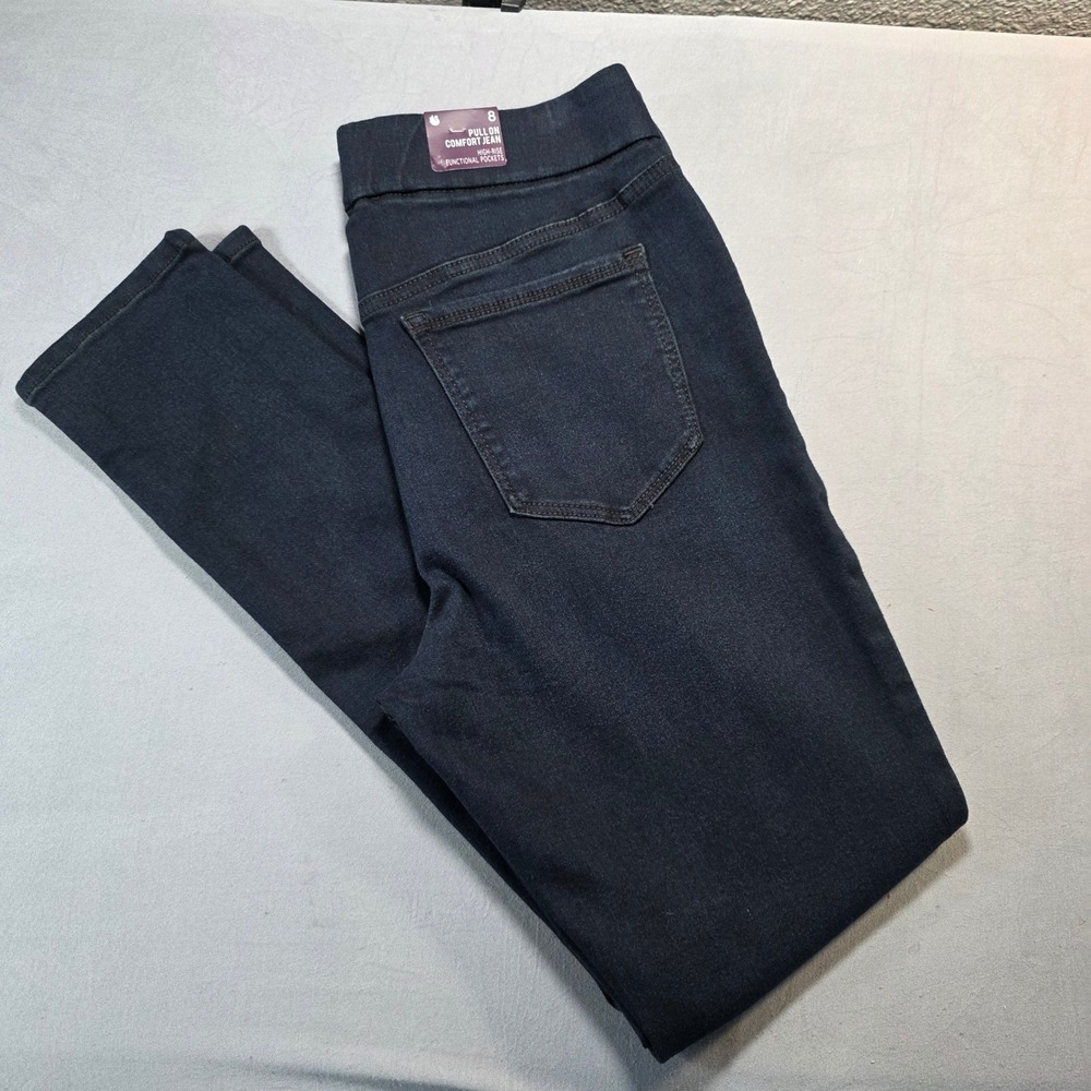 Gloria Vanderbilt Beverly Pull On Comfort Jean Dark‎ Indigo High Rise Slimming 8